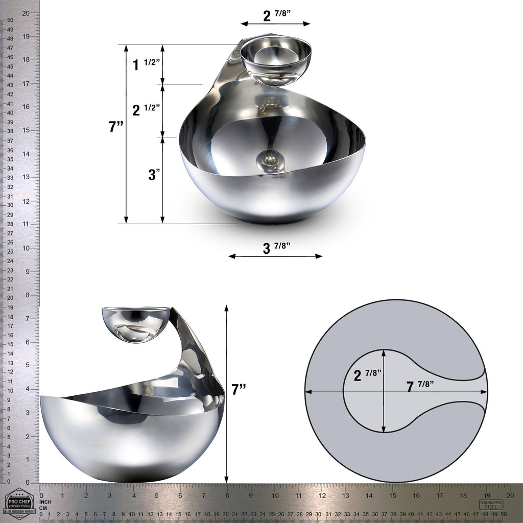 Pro Chef Kitchen Tools Stainless Steel Chips and Dip Bowl - Entertain in Style with Tiered Divided Serving Dish Holder for Dips, Appetizers, Condiments, Salsa, Salad, Dipping Sauces in Serveware