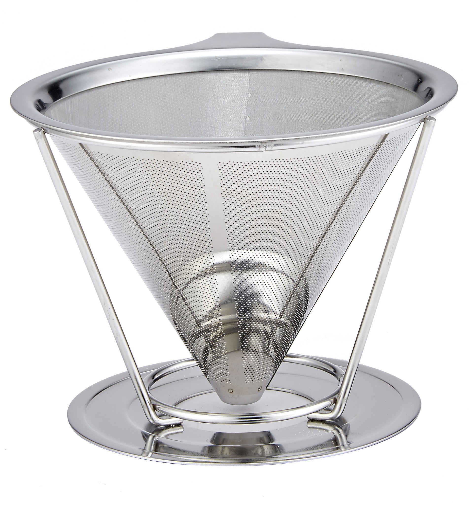 Pro Chef Kitchen Tools Stainless Steel Pour Over Coffee Maker - Reusable Cone Shaped Dripper Filter for Paperless Single Cup Brewed Hot or Cold Coffee and Loose Leaf Herbal Teas