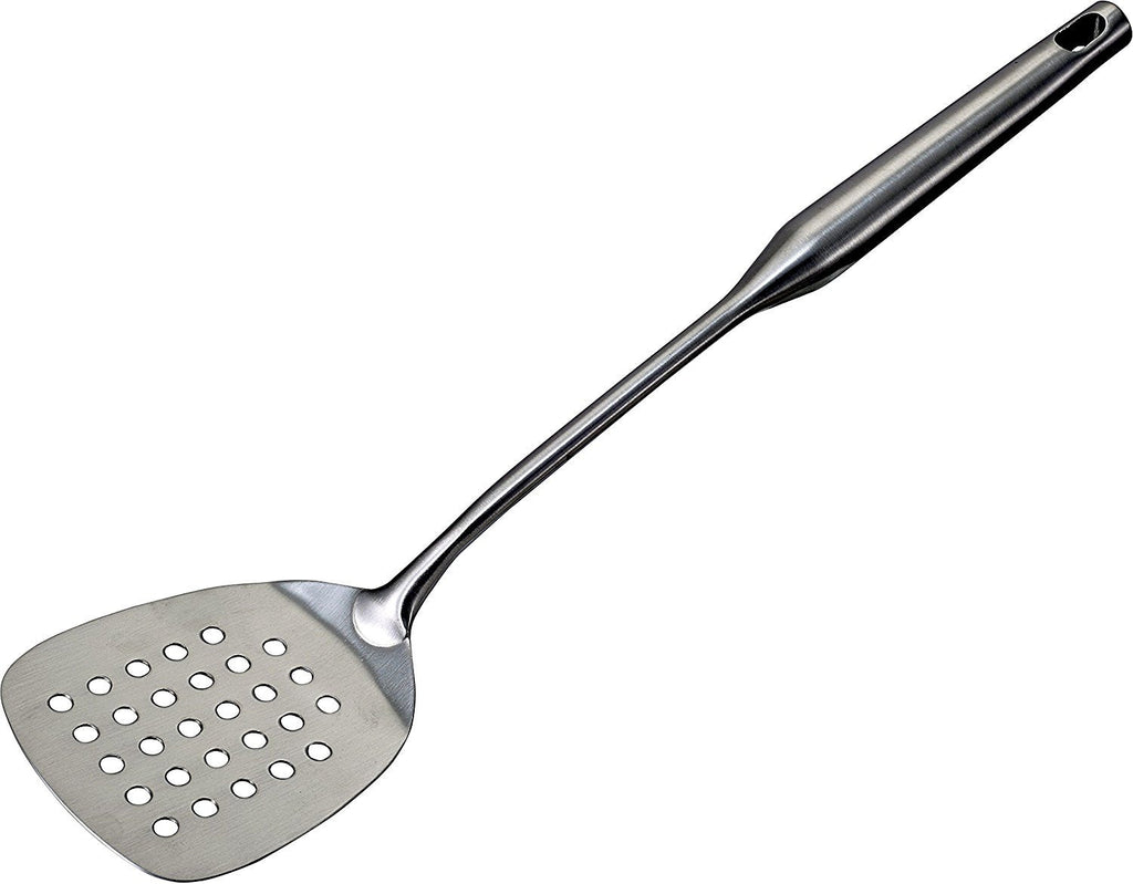 Pro Chef Kitchen Tools Stainless Steel Perforated Turner Spatula - Flipper with Drain Hole to Cook and Serve Fish, Burgers, Eggs, Pancakes and Holes Allow the Food to Easily Slide Off