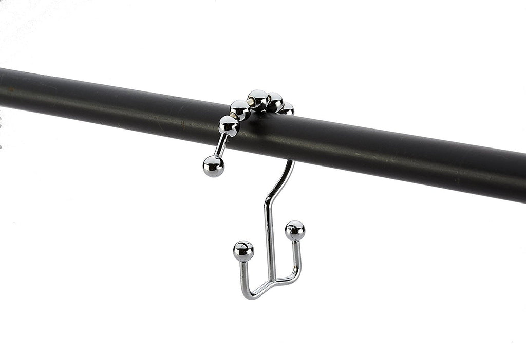 Shower Curtain Rings -12 Pack Set Of Double Polished Chrome Roller Ball Shower Curtain Hooks - Hang Both Beach Shower Liners And Bathroom Curtains On Straight And Curved Rods by Pro Chef Kitchen Tools