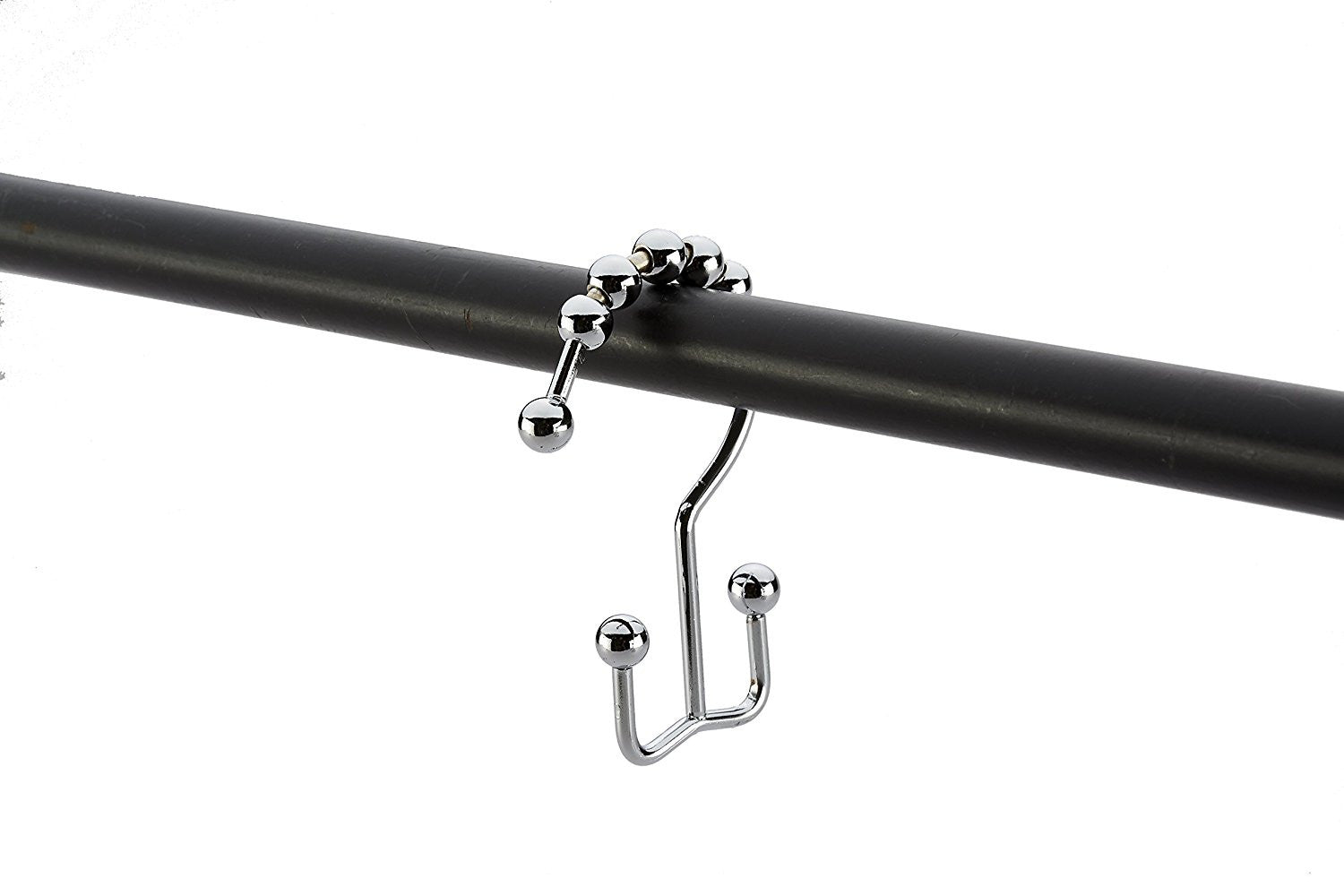 Shower Curtain Rings -12 Pack Set Of Double Polished Chrome Roller Ball Shower Curtain Hooks - Hang Both Beach Shower Liners And Bathroom Curtains On Straight And Curved Rods by Pro Chef Kitchen Tools