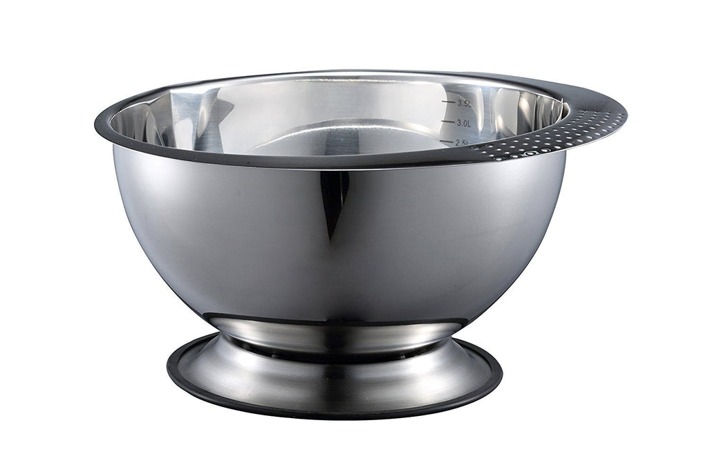 Pro Chef Kitchen Tools Stainless Steel Mixing Bowl - Heavy Duty, Large 3.5 Quart Capacity Wide Prep Bowl Easy To Clean, Oder and Stain Resistant, Retains Heat, Skid Proof Includes Bonus Wire Whisk