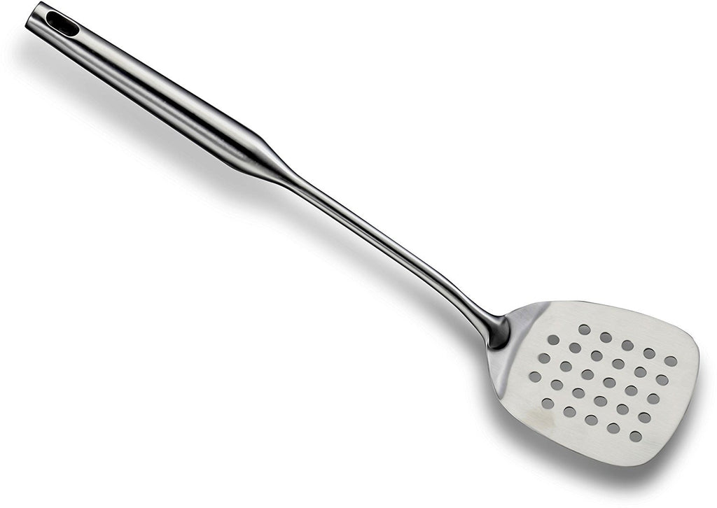 Pro Chef Kitchen Tools Stainless Steel Perforated Turner Spatula - Flipper with Drain Hole to Cook and Serve Fish, Burgers, Eggs, Pancakes and Holes Allow the Food to Easily Slide Off