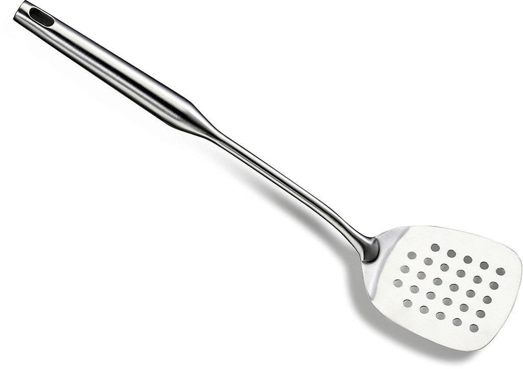 Pro Chef Kitchen Tools Stainless Steel Perforated Turner Spatula - Flipper with Drain Hole to Cook and Serve Fish, Burgers, Eggs, Pancakes and Holes Allow the Food to Easily Slide Off