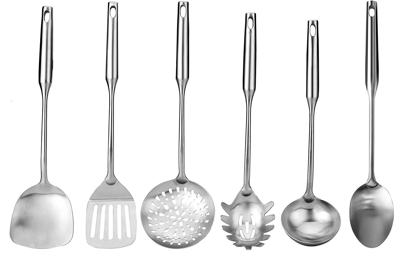 Pro Chef Kitchen Tools Stainless Steel Kitchen Utensil Set - 6 Essential Utensils for Easier Cooking, Baking, Grilling and Serving with Bonus Holder Stand to Help Keep You Organized