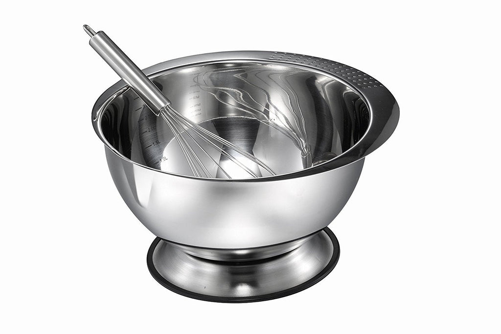 Pro Chef Kitchen Tools Stainless Steel Mixing Bowl - Heavy Duty, Large 3.5 Quart Capacity Wide Prep Bowl Easy To Clean, Oder and Stain Resistant, Retains Heat, Skid Proof Includes Bonus Wire Whisk