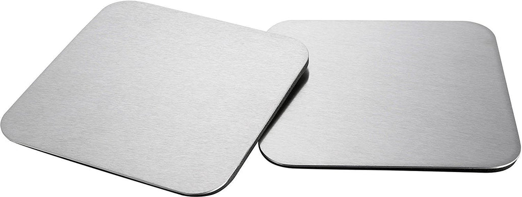 Square Coasters For Drinks - Bar Accessories Coaster Set With Holder For Coffee Table Decor - Stainless Steel Drink Mats Protect Your Furniture From Mugs And Glasses by Pro Chef Kitchen Tools