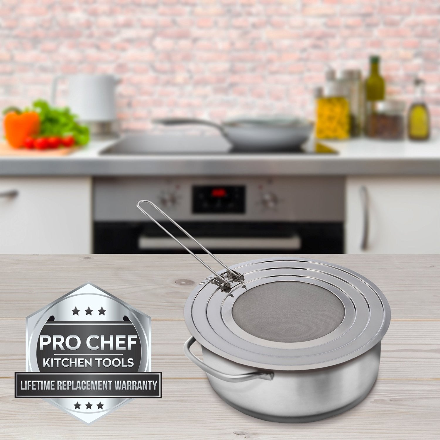 Pro Chef Kitchen Tools Stainless Steel Grease Splatter Screen - Eliminate Mess and Prevent Hot Oil Burns and Stains When Pan Frying Bacon or Sauteing With Instant Pot As a Replacement Lid