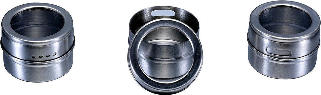 Pro Chef Kitchen Tools Stainless Steel Magnetic Spice Rack - 6 Piece Set with Adjustable Metal Stand to Organize and Hold Spices, Dried Herbs, Crafts, Sewing and Other Hard to Store Small Items