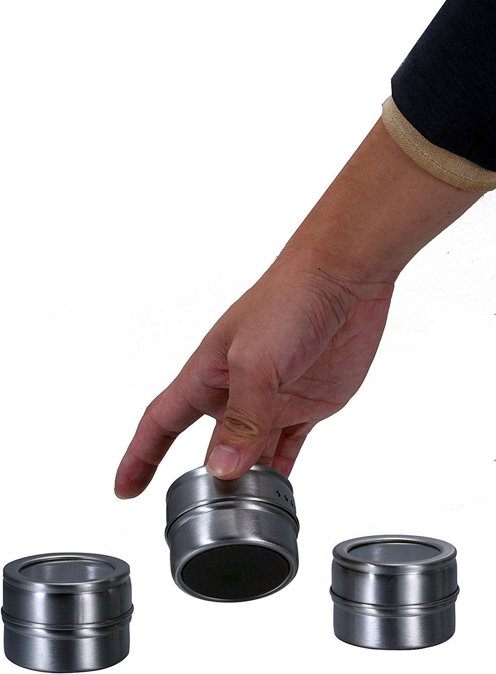 Pro Chef Kitchen Tools Stainless Steel Magnetic Spice Rack - 6 Piece Set with Adjustable Metal Stand to Organize and Hold Spices, Dried Herbs, Crafts, Sewing and Other Hard to Store Small Items