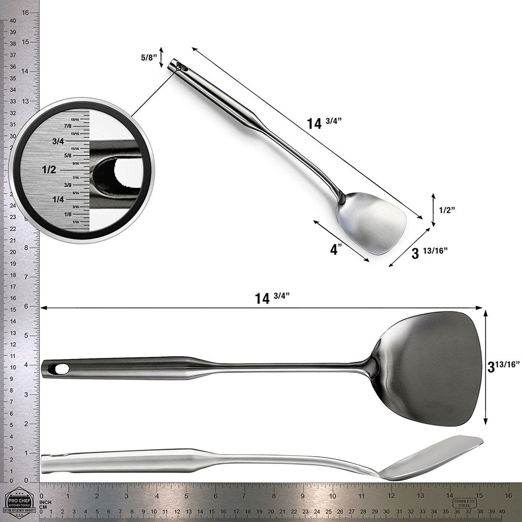 Metal Spatula - Fish Turner And Burger Barbecue Grill Spatula - Pancake Flipper Egg Griddle Bbq Wok - Heavy Duty Commercial Restaurant Quality Stainless Steel Serving Utensils by Pro Chef Kitchen Tools