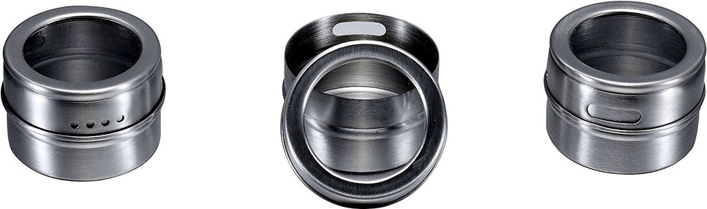 Pro Chef Kitchen Tools Stainless Steel Magnetic Spice Organizer - 5 Piece Vertical Set of Multipurpose Magnet Backed Tin Jars for Perfect Storage Containers