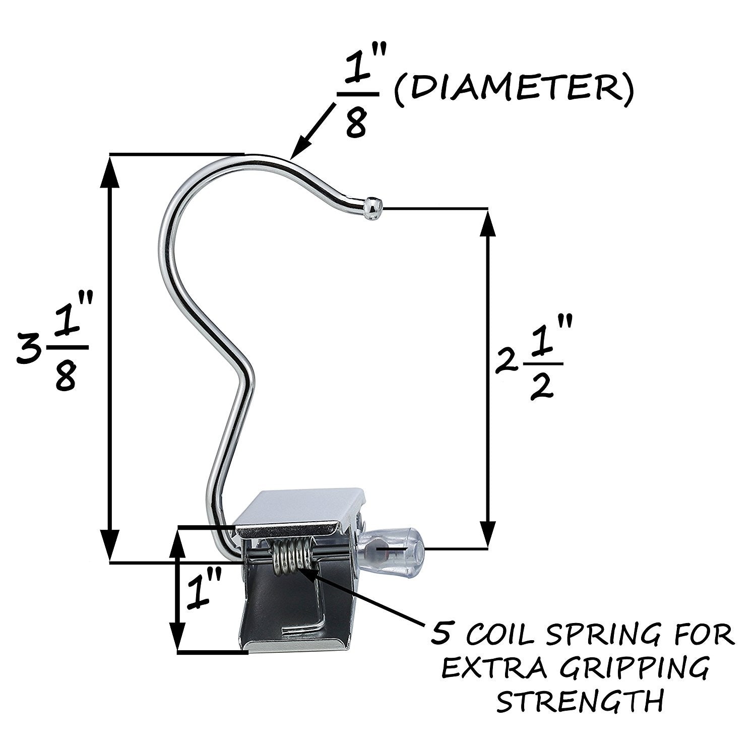 Pro Chef Kitchen Tools Stainless Steel Hanging Clip Hook - Set of 10 Brushed Nickel Clips to Organize and Hold Boots, Ball Caps, Baseball Hats, Laundry Hanger Metal Spring Clothespin Replacement