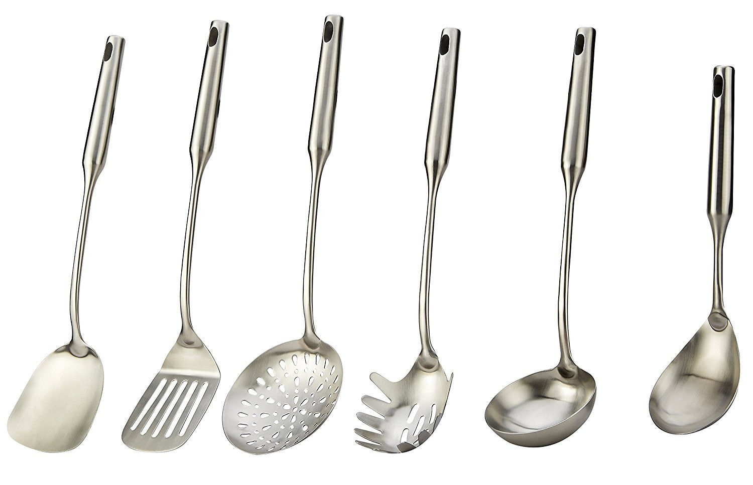 Pro Chef Kitchen Tools Stainless Steel Kitchen Utensil Set - 6 Essential Utensils for Easier Cooking, Baking, Grilling and Serving with Bonus Holder Stand to Help Keep You Organized