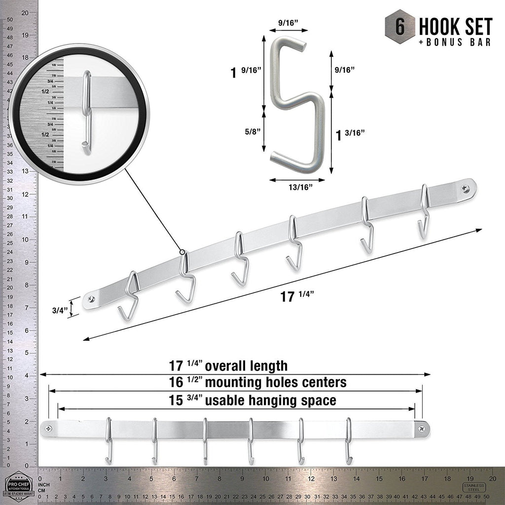 Utensil Holder S Hook 6 Pack Set with Hanging Rack