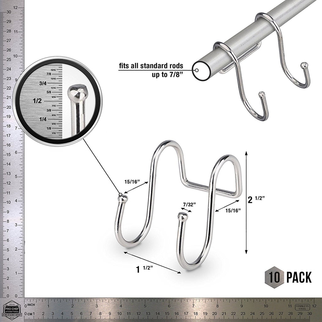 Double Utility Hooks - Dual S Hook 10 Pack Set