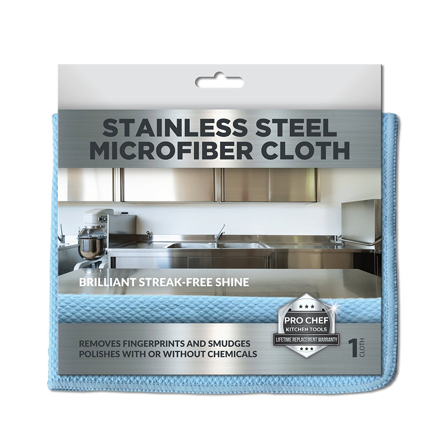 Pro Chef Kitchen Tools Stainless Steel Appliance Polishing Cloth - Clean and Polish Appliances, Counters, Fridge Doors, Sinks, Windows with Easy Wipes Using Dry, Damp or with Cleaners