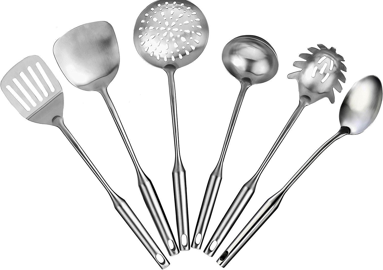 Pro Chef Kitchen Tools Stainless Steel Kitchen Utensil Set - 6 Essential Utensils for Easier Cooking, Baking, Grilling and Serving with Bonus Holder Stand to Help Keep You Organized