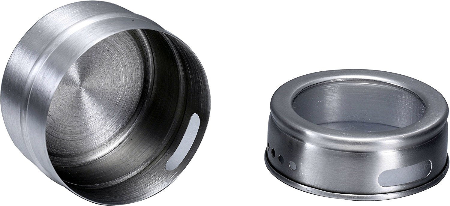 Pro Chef Kitchen Tools Stainless Steel Magnetic Spice Organizer - 5 Piece Vertical Set of Multipurpose Magnet Backed Tin Jars for Perfect Storage Containers