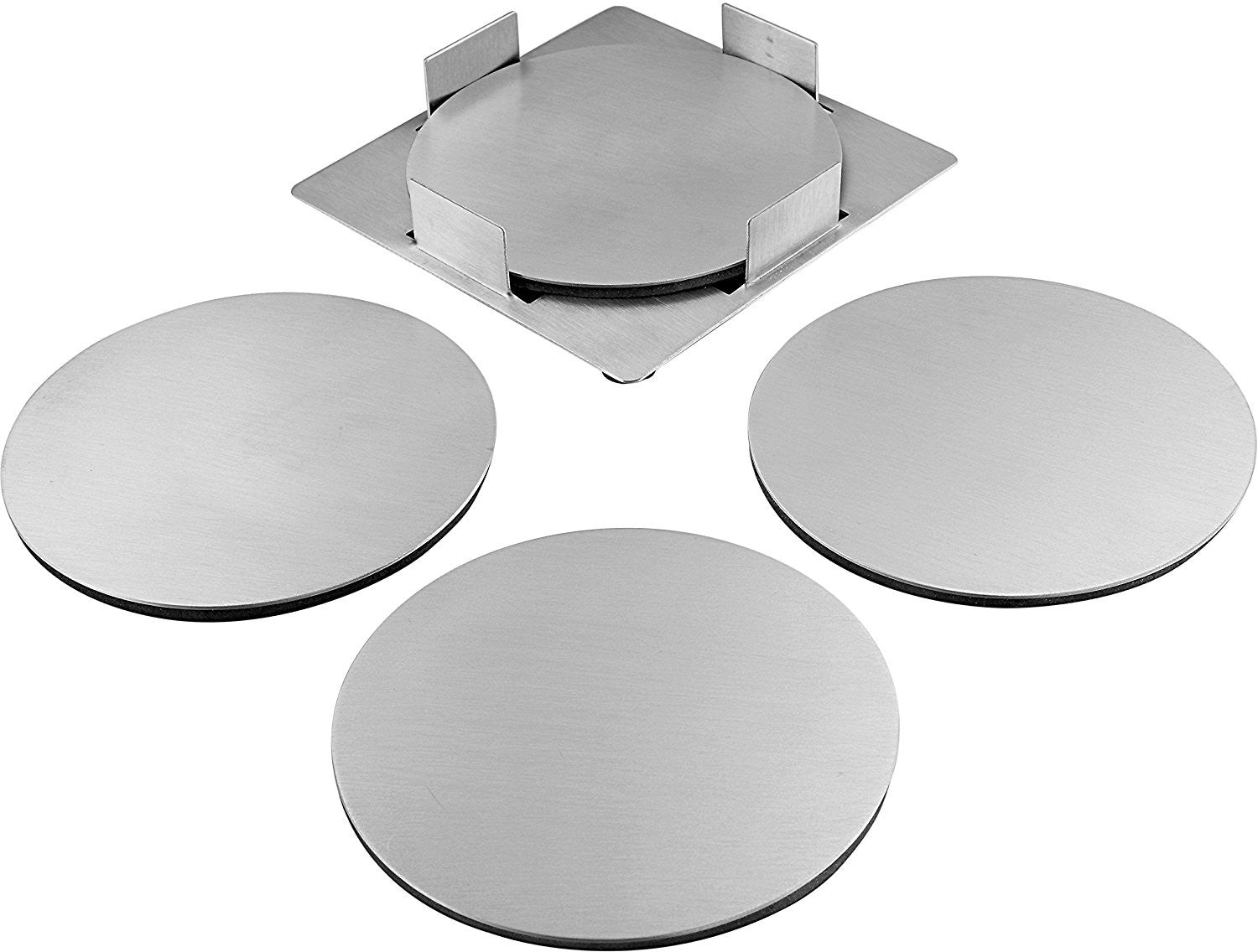 Round Drink Coasters - Protect Coffee Table From Mugs And Glasses - Room Decor Coaster Set For Coffee Cup Holder - Stainless Steel Home Bar Accessories Decoration by Pro Chef Kitchen Tools