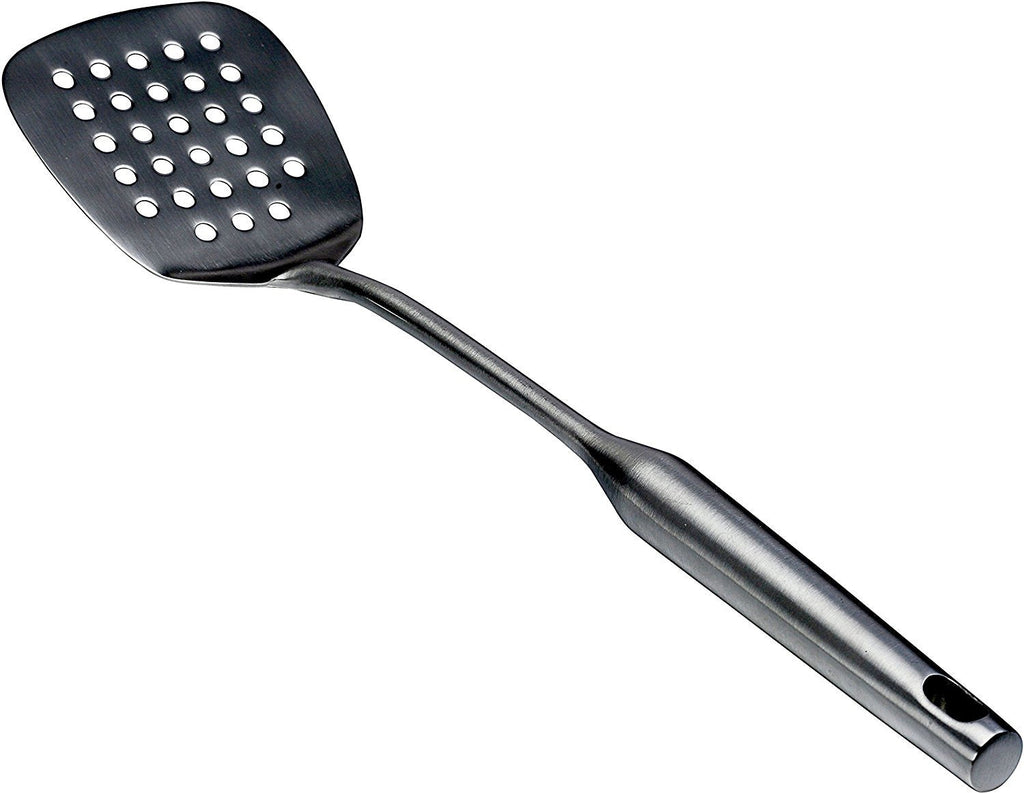 Pro Chef Kitchen Tools Stainless Steel Perforated Turner Spatula - Flipper with Drain Hole to Cook and Serve Fish, Burgers, Eggs, Pancakes and Holes Allow the Food to Easily Slide Off