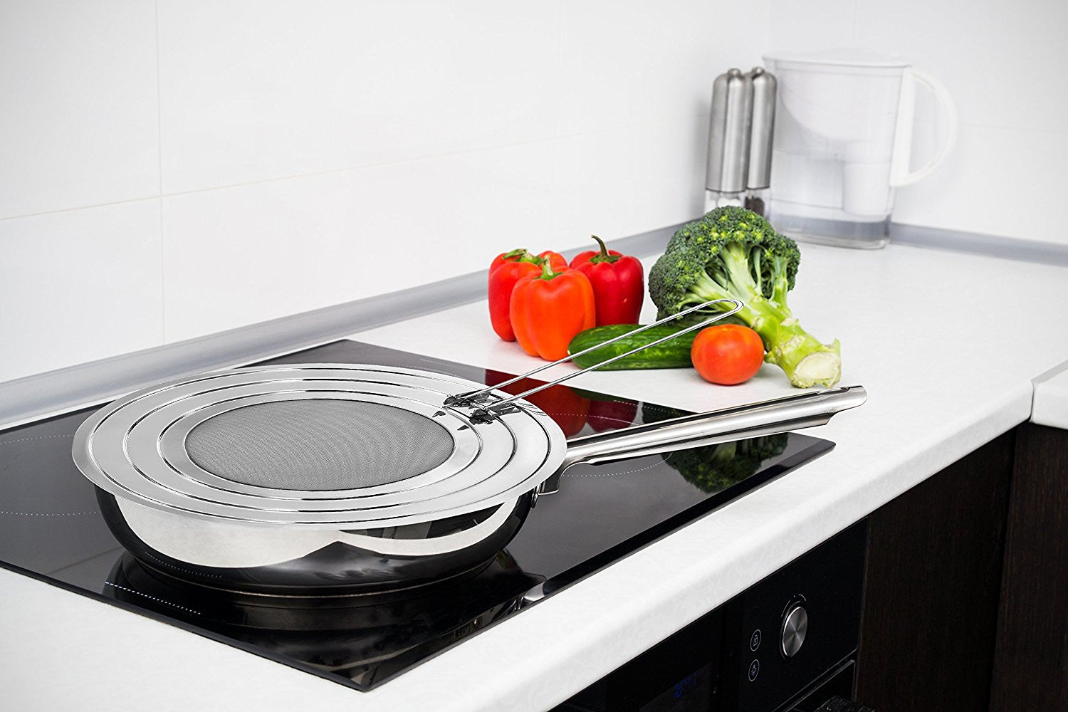 Pro Chef Kitchen Tools Stainless Steel Grease Splatter Screen - Eliminate Mess and Prevent Hot Oil Burns and Stains When Pan Frying Bacon or Sauteing With Instant Pot As a Replacement Lid