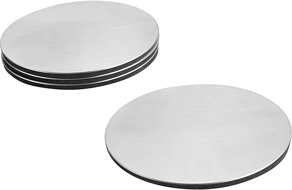 Round Drink Coasters - Protect Coffee Table From Mugs And Glasses - Room Decor Coaster Set For Coffee Cup Holder - Stainless Steel Home Bar Accessories Decoration by Pro Chef Kitchen Tools