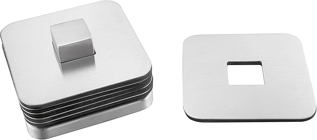 Pro Chef Kitchen Tools Stainless Steel Table Coaster Set - 6 Square Coasters to Prevent Stains and Scratches by Juices, Beverages, Glasses, Bar Drinks, Mugs, Coffee Cups, Wine Stemware