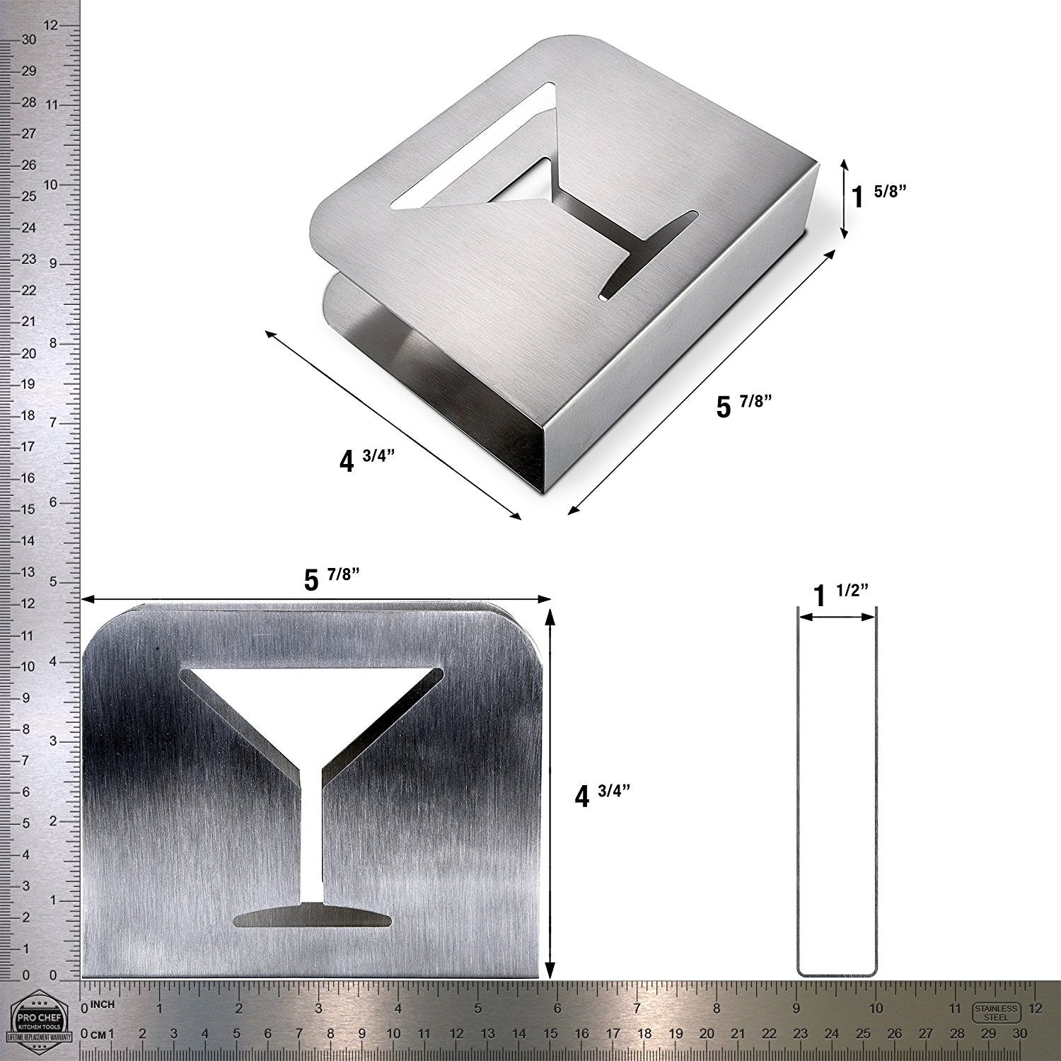 Napkin Holder - Cocktail Napkin Holders - Stainless Steel Cloth Serviette Holder Dispenser - Tabletop Cocktail Glass Modern Design - Metal Paper Mail Holder Organizer by Pro Chef Kitchen Tools