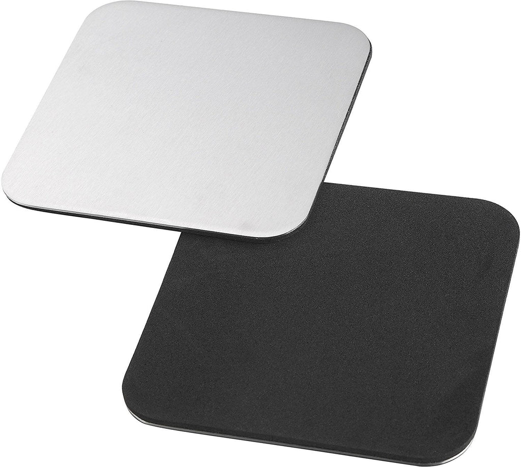 Square Coasters For Drinks - Bar Accessories Coaster Set With Holder For Coffee Table Decor - Stainless Steel Drink Mats Protect Your Furniture From Mugs And Glasses by Pro Chef Kitchen Tools