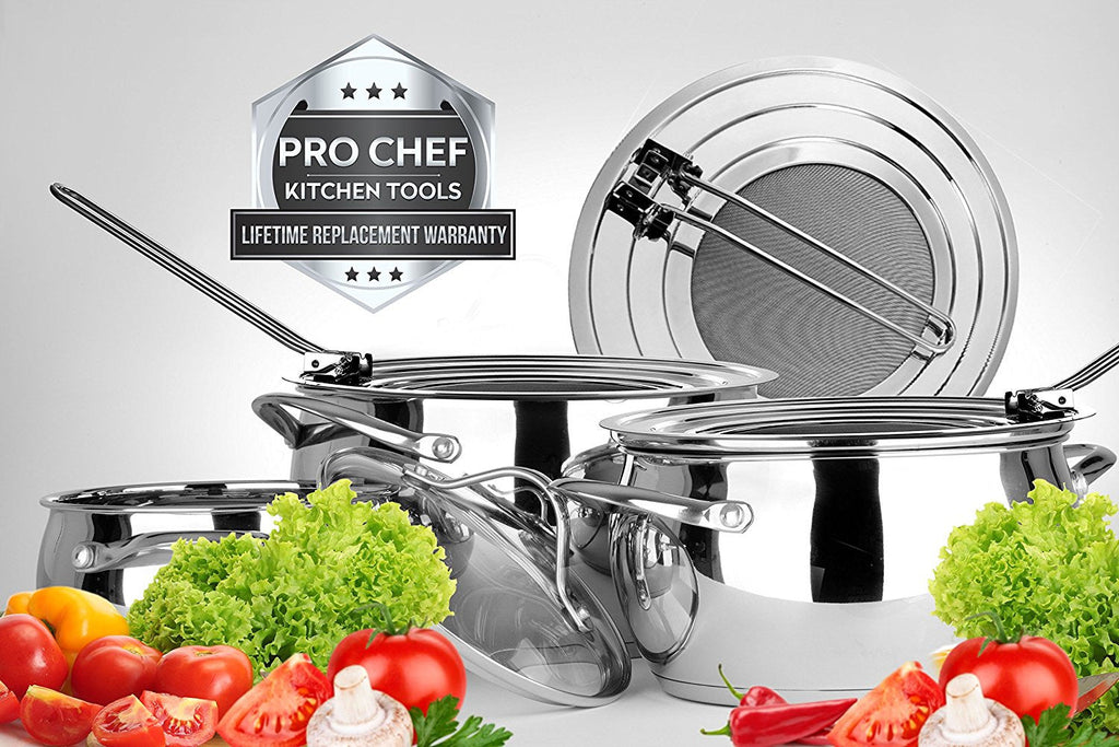 Pro Chef Kitchen Tools Stainless Steel Grease Splatter Screen - Eliminate Mess and Prevent Hot Oil Burns and Stains When Pan Frying Bacon or Sauteing With Instant Pot As a Replacement Lid