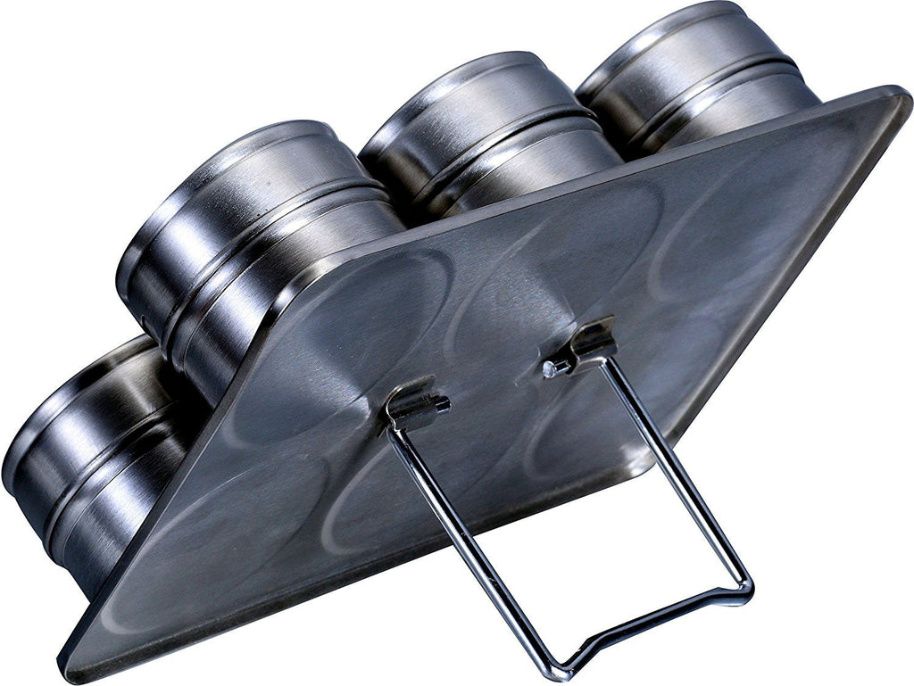 Pro Chef Kitchen Tools Stainless Steel Magnetic Spice Rack - 6 Piece Set with Adjustable Metal Stand to Organize and Hold Spices, Dried Herbs, Crafts, Sewing and Other Hard to Store Small Items