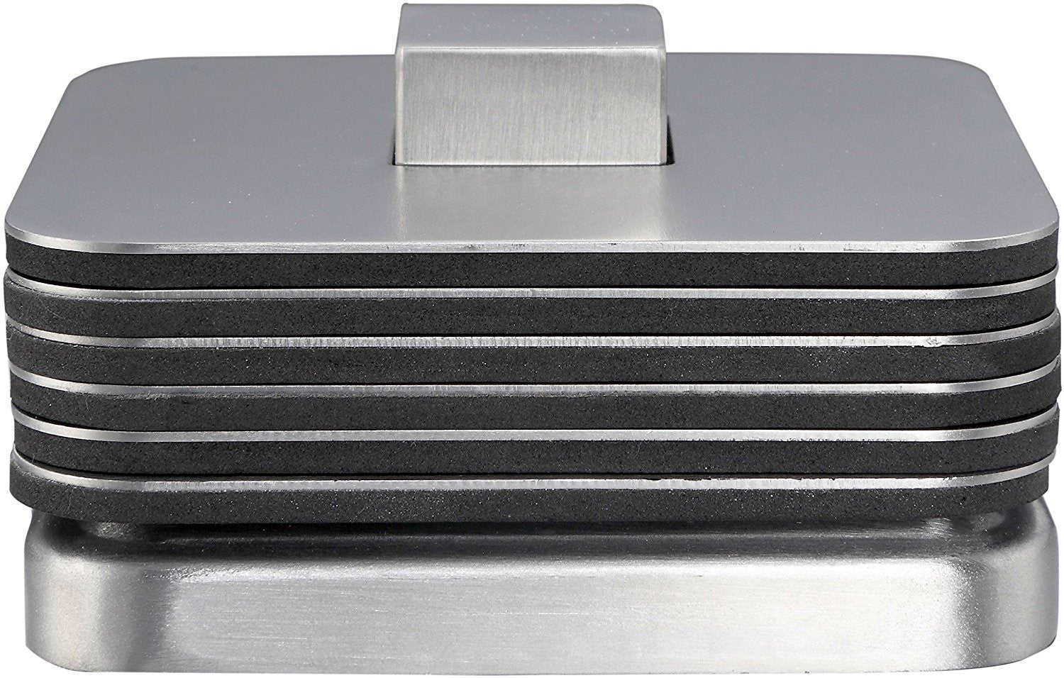 Pro Chef Kitchen Tools Stainless Steel Table Coaster Set - 6 Square Coasters to Prevent Stains and Scratches by Juices, Beverages, Glasses, Bar Drinks, Mugs, Coffee Cups, Wine Stemware