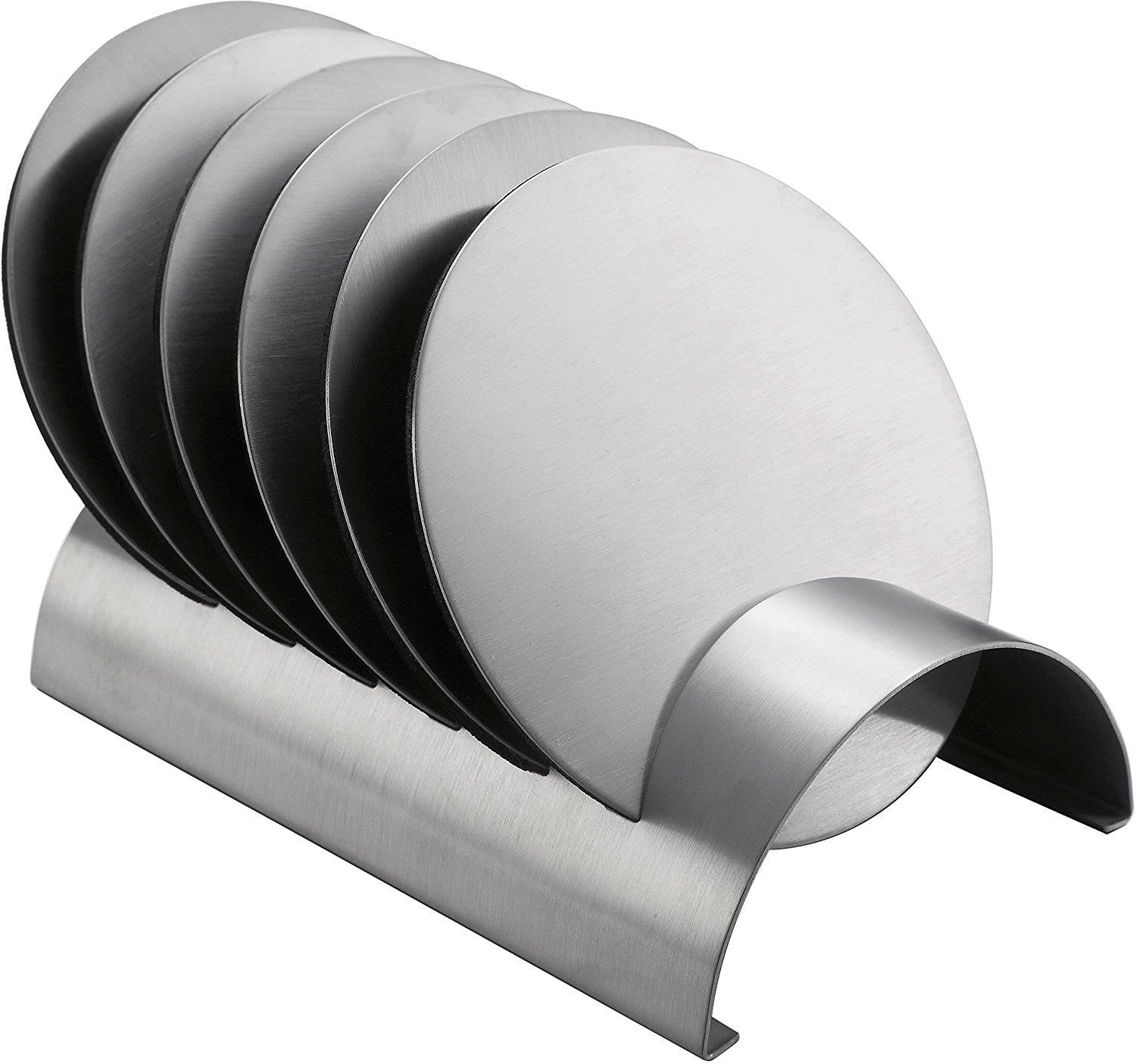 Pro Chef Kitchen Tools Stainless Steel Drink Coaster Set - Prevent Stains and Scratches with 6 Round Table Coasters for Glasses, Bar Drinks, Mugs, Coffee Cups, Tea, Wine, Beverages