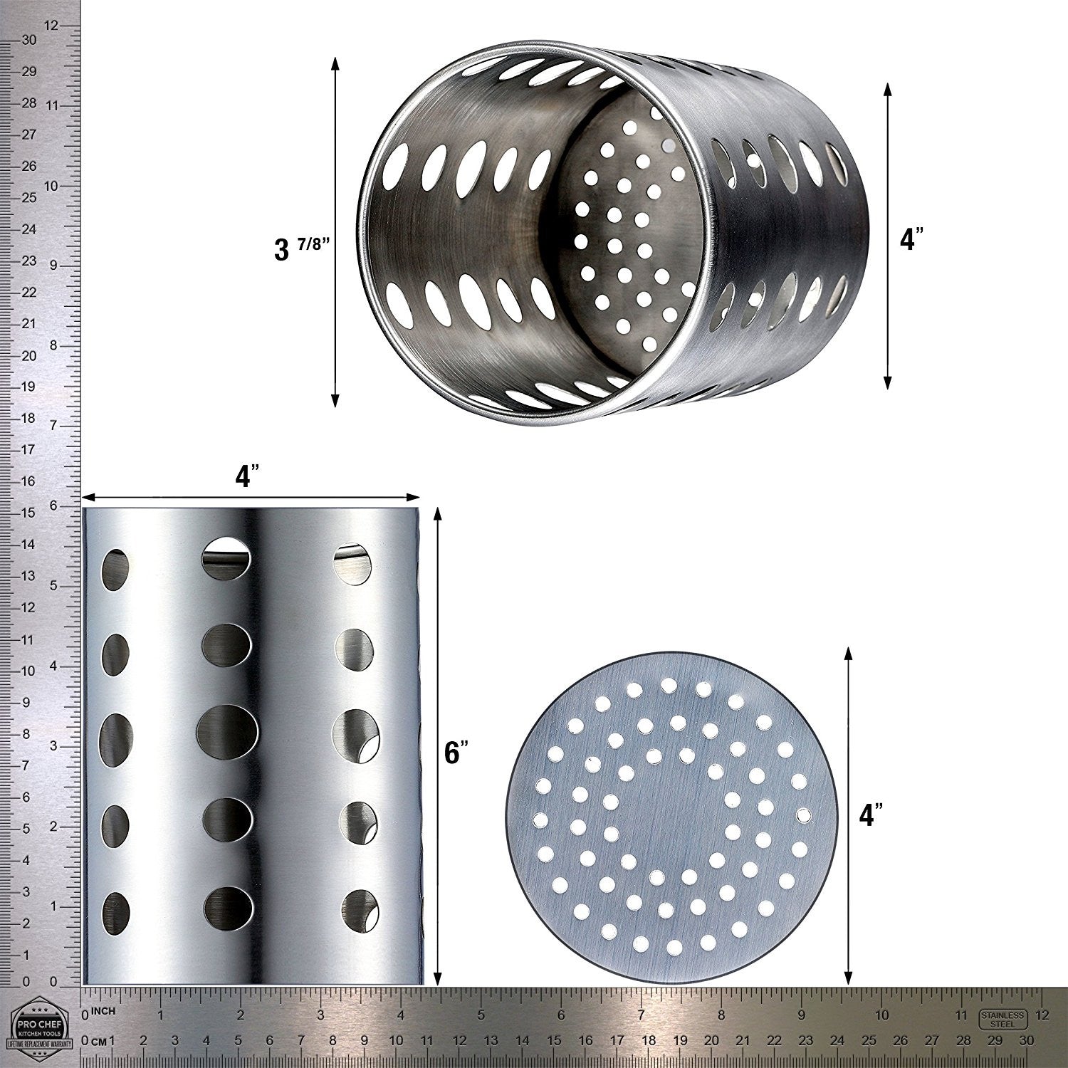 Utensil Holder - Silverware Utensil Organizers - Bar Caddy Organizer - Large Flatware Container For Spatula Sets Gadgets - Commercial Restaurant Quality Stainless Steel Caddy by Pro Chef Kitchen Tools