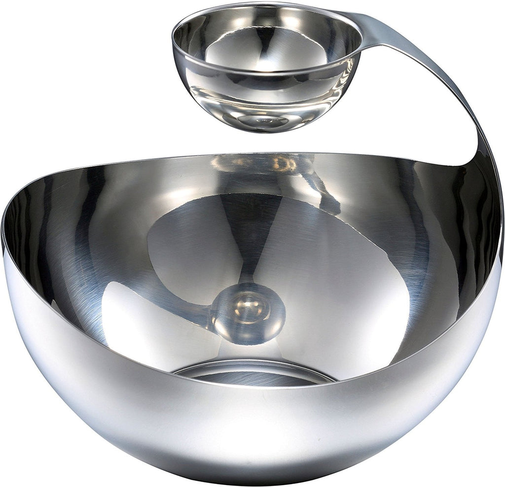 Pro Chef Kitchen Tools Stainless Steel Chips and Dip Bowl - Entertain in Style with Tiered Divided Serving Dish Holder for Dips, Appetizers, Condiments, Salsa, Salad, Dipping Sauces in Serveware