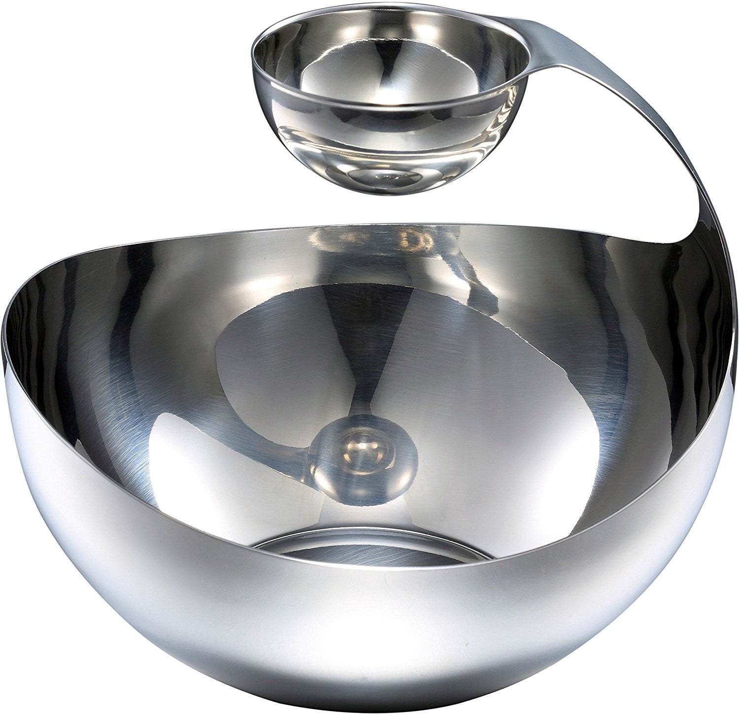 Pro Chef Kitchen Tools Stainless Steel Chips and Dip Bowl - Entertain in Style with Tiered Divided Serving Dish Holder for Dips, Appetizers, Condiments, Salsa, Salad, Dipping Sauces in Serveware