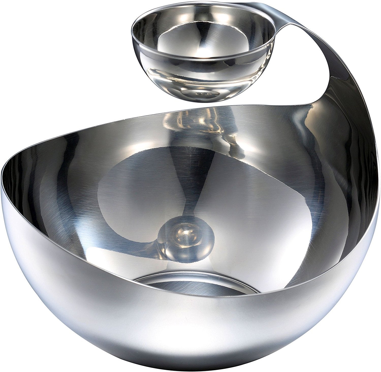 Pro Chef Kitchen Tools Stainless Steel Chips and Dip Bowl - Entertain in Style with Tiered Divided Serving Dish Holder for Dips, Appetizers, Condiments, Salsa, Salad, Dipping Sauces in Serveware