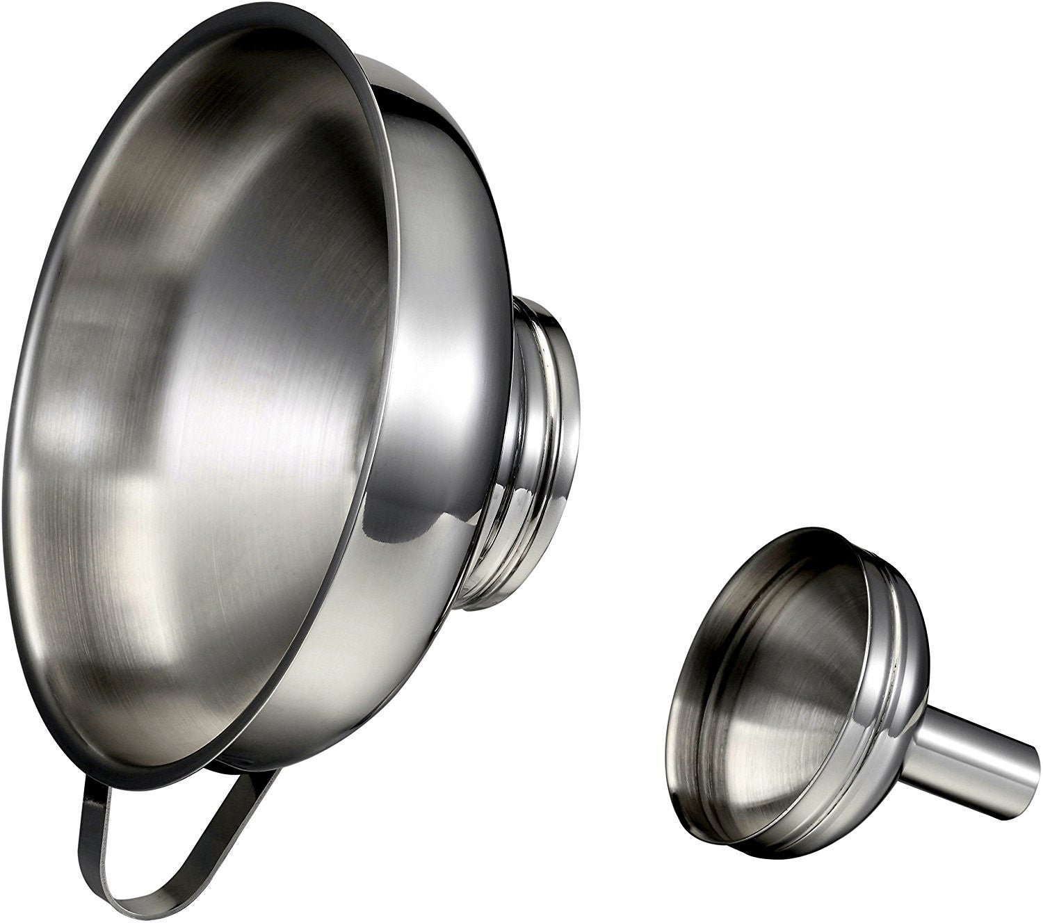 Pro Chef Kitchen Tools Stainless Steel Large Metal Funnel - 2 in 1 Combo Set for Cooking, Canning, Oils, Wine with Removable Strainer Converts to Wide Mouth Funnel when Small Funnel Detached