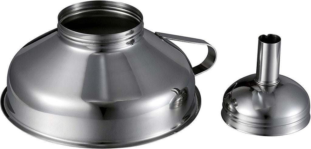 Pro Chef Kitchen Tools Stainless Steel Large Metal Funnel - 2 in 1 Combo Set for Cooking, Canning, Oils, Wine with Removable Strainer Converts to Wide Mouth Funnel when Small Funnel Detached
