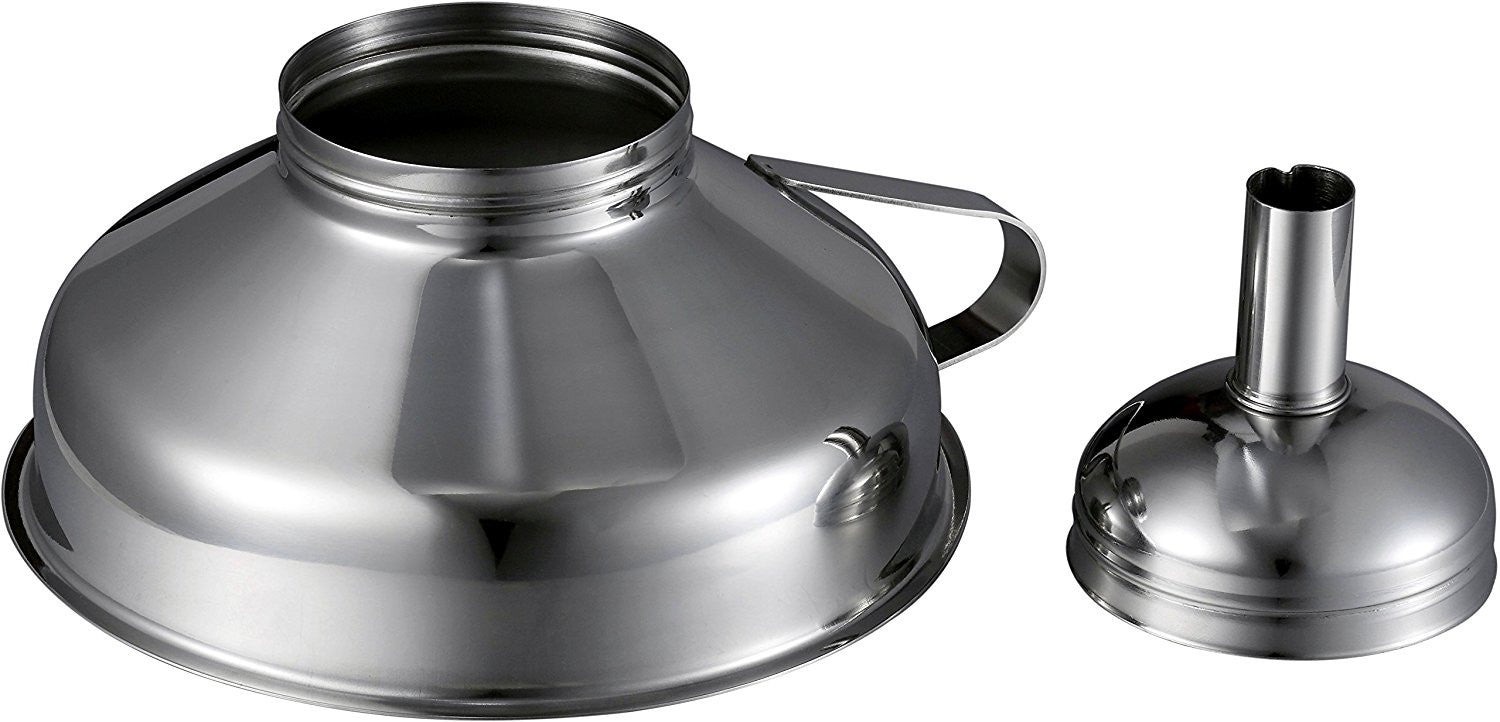 Pro Chef Kitchen Tools Stainless Steel Large Metal Funnel - 2 in 1 Combo Set for Cooking, Canning, Oils, Wine with Removable Strainer Converts to Wide Mouth Funnel when Small Funnel Detached