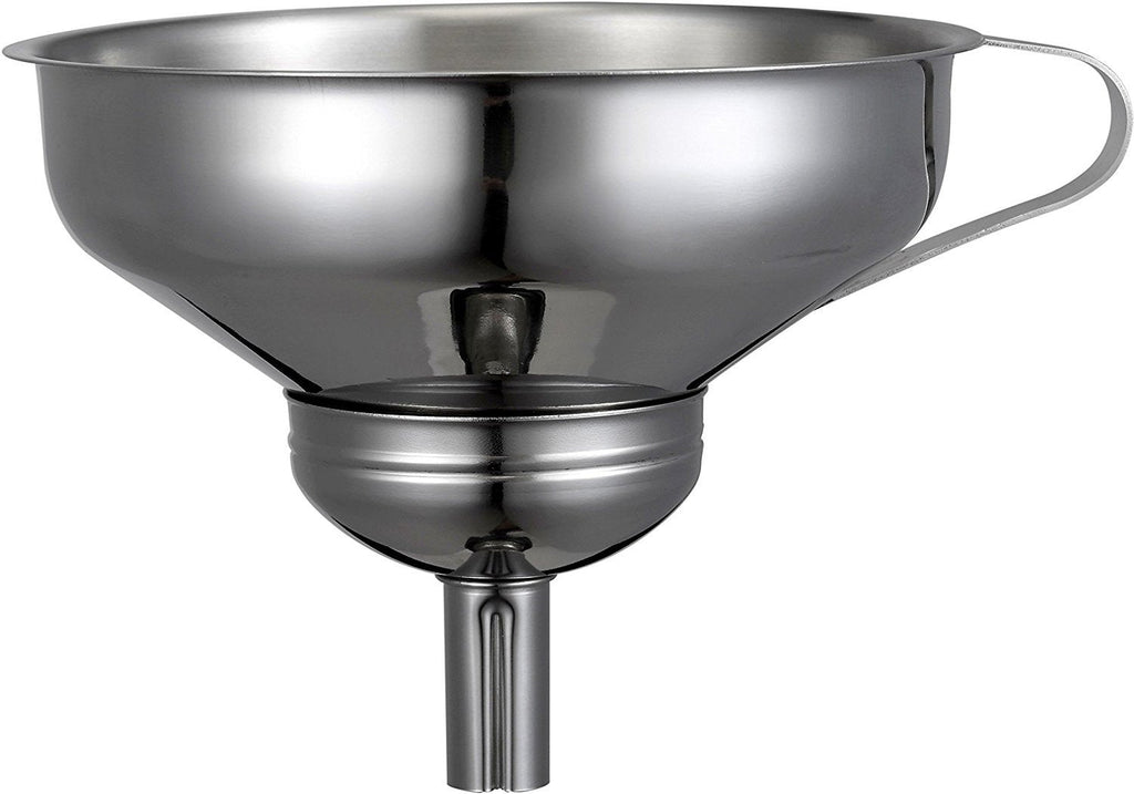 Pro Chef Kitchen Tools Stainless Steel Large Metal Funnel - 2 in 1 Combo Set for Cooking, Canning, Oils, Wine with Removable Strainer Converts to Wide Mouth Funnel when Small Funnel Detached