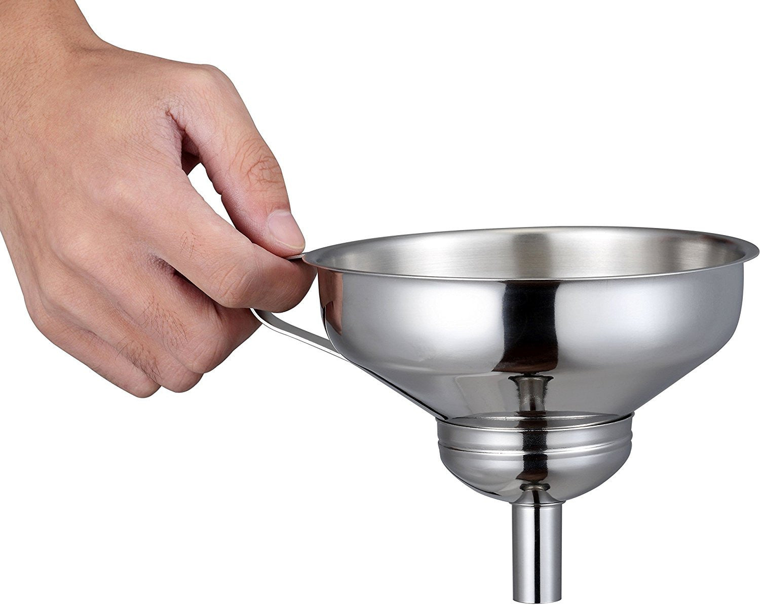 Pro Chef Kitchen Tools Stainless Steel Large Metal Funnel - 2 in 1 Combo Set for Cooking, Canning, Oils, Wine with Removable Strainer Converts to Wide Mouth Funnel when Small Funnel Detached