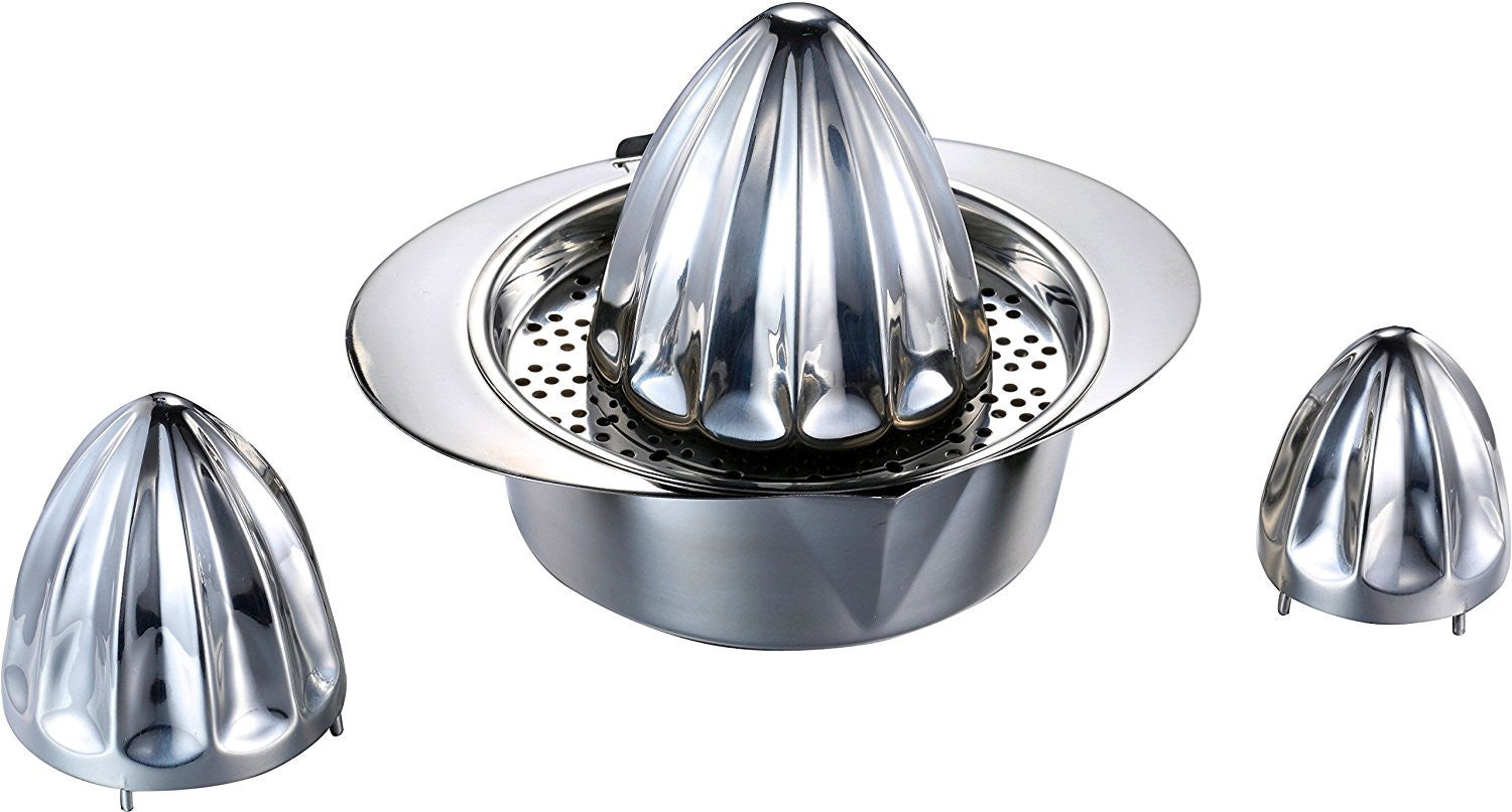 Pro Chef Kitchen Tools Stainless Steel Manual Citrus Juicer - 3 in 1 Adjustable Cup Style Hand Juice Press Extractor for Orchard Fresh Squeezed Lime, Lemon, Orange, Grapefruit Juices