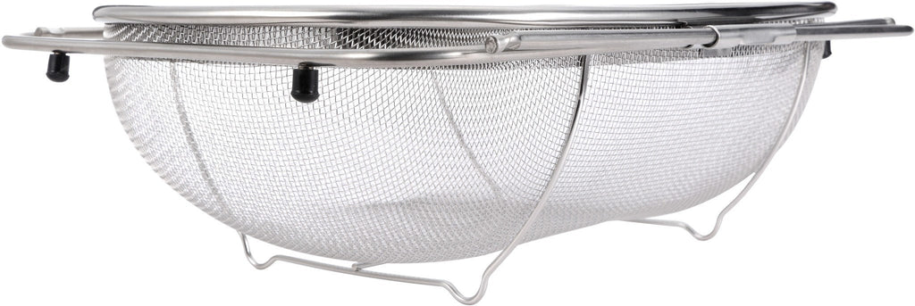 Pro Chef Kitchen Tools Stainless Steel Over the Sink Strainer - 6 Quart Fine Mesh Sieve Metal Colander Extendable Collapsible Handles Expands Over All Sinks for Washing Vegetables or Draining Pasta