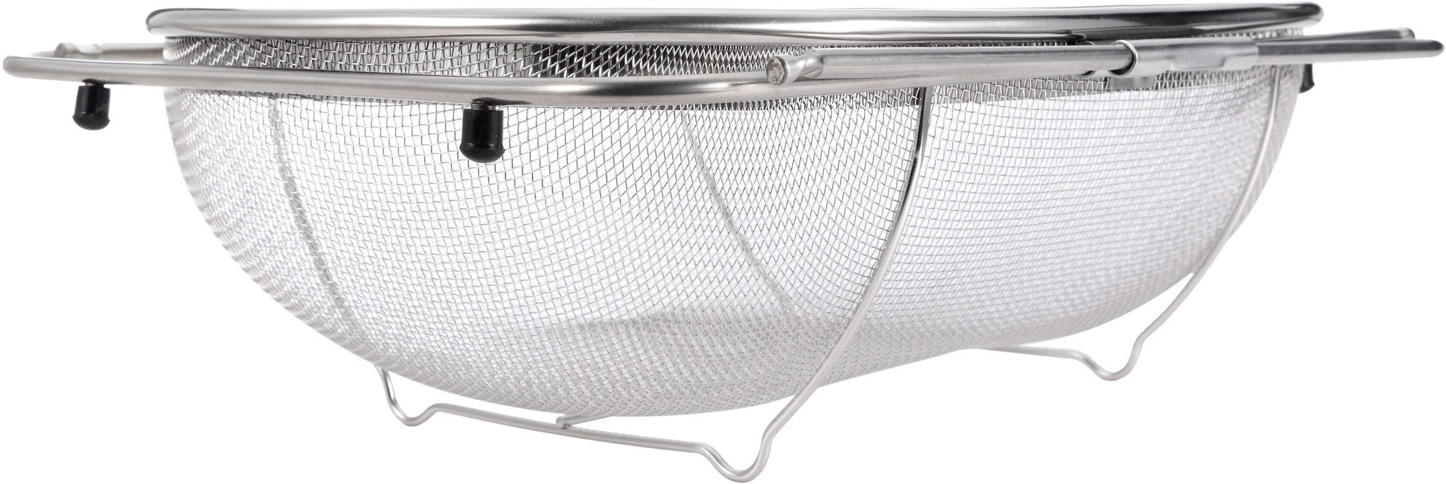 Pro Chef Kitchen Tools Stainless Steel Over the Sink Strainer - 6 Quart Fine Mesh Sieve Metal Colander Extendable Collapsible Handles Expands Over All Sinks for Washing Vegetables or Draining Pasta