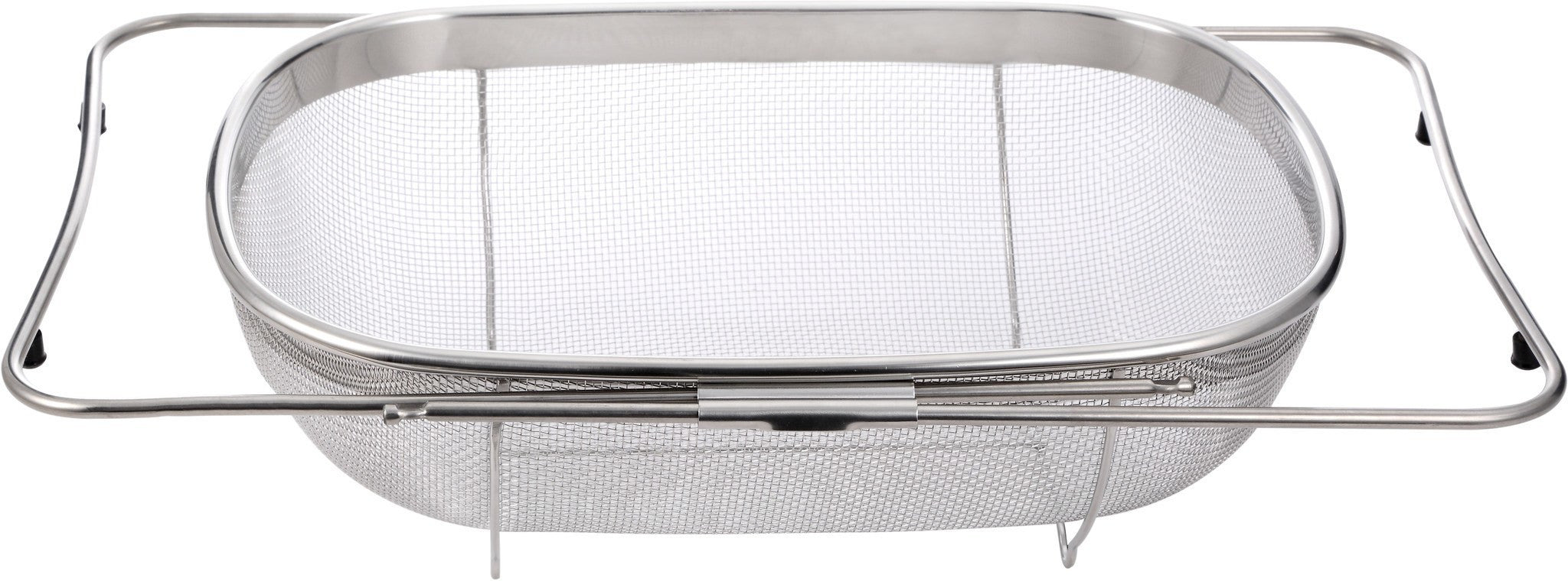 Pro Chef Kitchen Tools Stainless Steel Over the Sink Strainer - 6 Quart Fine Mesh Sieve Metal Colander Extendable Collapsible Handles Expands Over All Sinks for Washing Vegetables or Draining Pasta