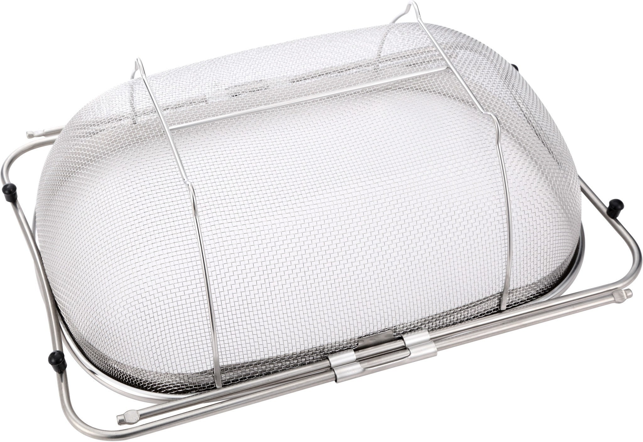 Pro Chef Kitchen Tools Stainless Steel Over the Sink Strainer - 6 Quart Fine Mesh Sieve Metal Colander Extendable Collapsible Handles Expands Over All Sinks for Washing Vegetables or Draining Pasta